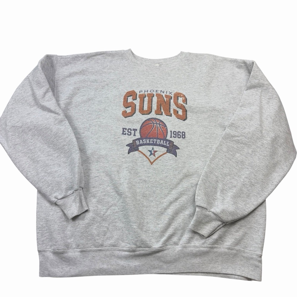 Vintage Phoenix Suns Basketball Grey Sweatshirt Y2K Size Large Printed
